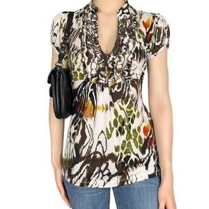 00s multi color babydoll top